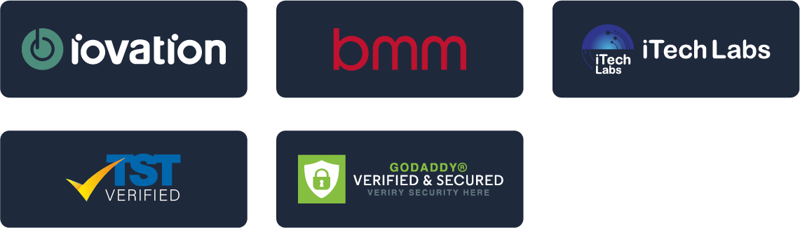 Licences and Certifications: iovation, BMM Testlabs, iTech Labs, TST, Verified and Secured
