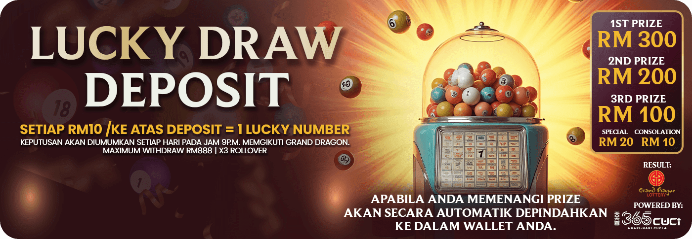 Lucky draw deposit banner at 365CUCI